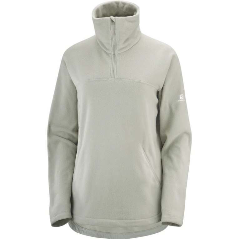 Light Grey Salomon Essential Cosy Fleece Women's Sweatshirt | IE PE8791